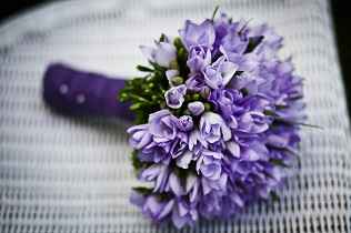 Purple Wedding Boquet with wrapped handle